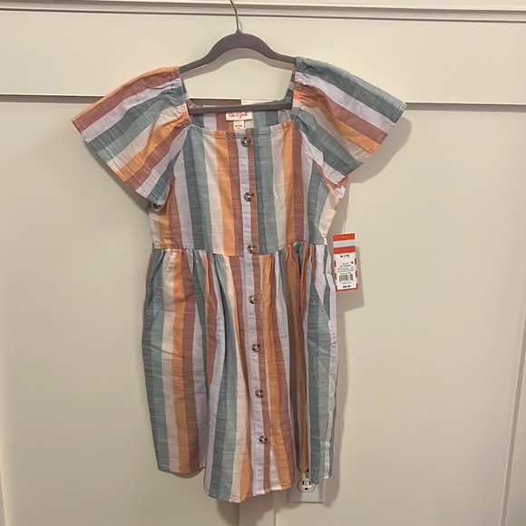 Cat & Jack Pink and Blue Ruffled Smocked Sundress - Picture 1 of 4